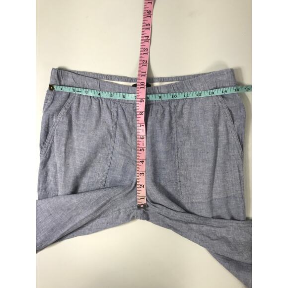 Theory Northsound Tierra Wash Linen Blend Pants Blue Cropped Pockets Lightweight - Picture 7 of 8
